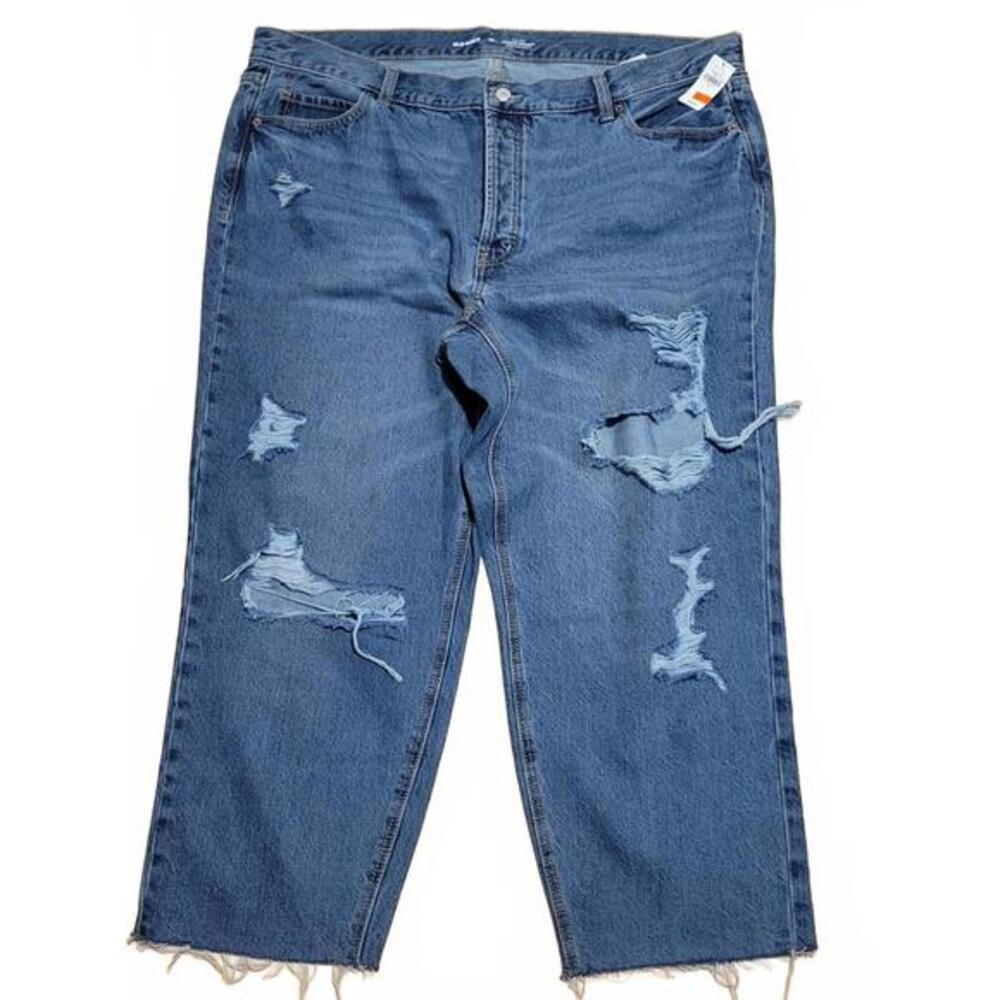 Old Navy NEW Medium Wash Distressed Slouchy Straight Jeans Plus Size 20